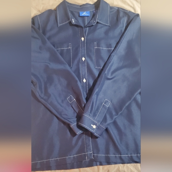 JH Collectibles Dark Blue Women's Casual Shirt Or Jacket. Sz XL - Picture 6 of 6